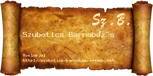 Szubotics Barnabás névjegykártya